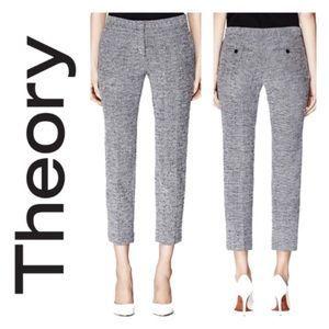 Theory navy and white cropped tweet pants